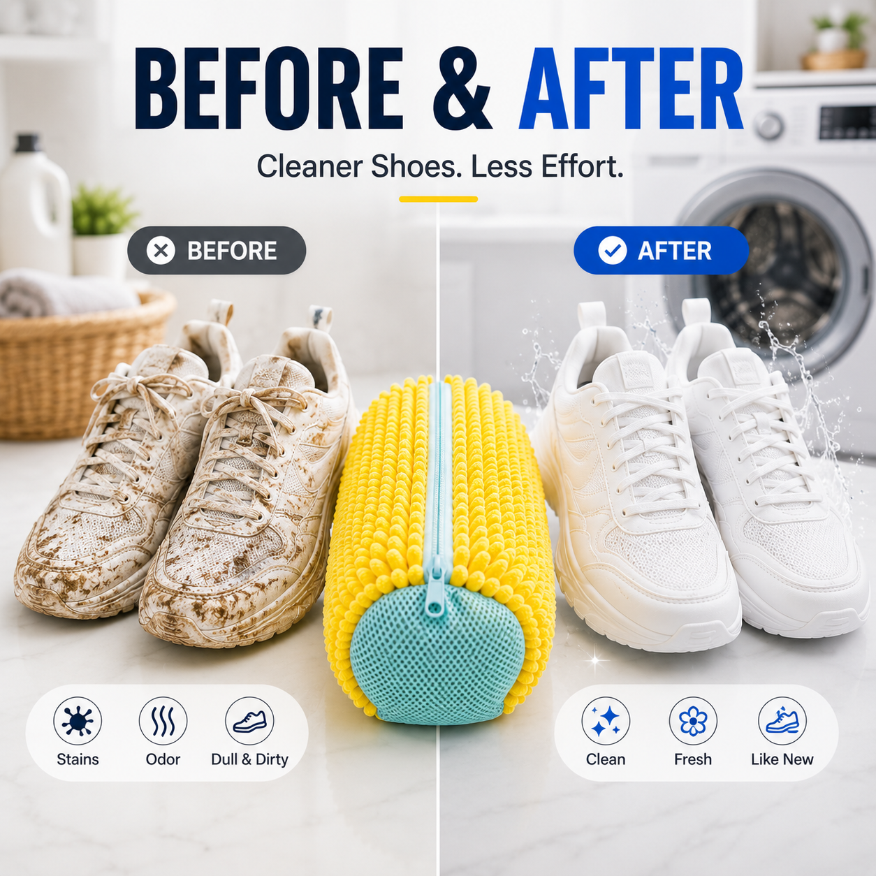 👟No-Scrub Shoe Washing Bag – Clean & Protect Your Sneakers In The Washing Machine