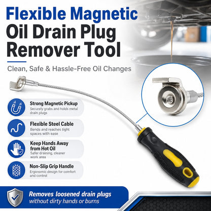 Magnetic Oil Drain Plug Remover with 14-Inch Flexible Shaft