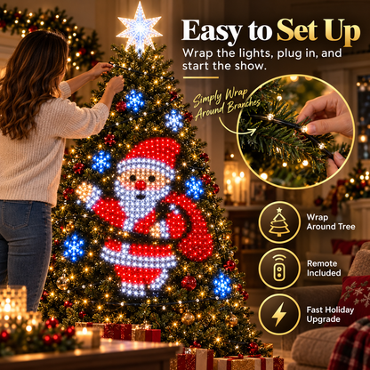 🎄 Remote-Controlled Animated Christmas Tree LED Lights – Festive Pattern Light Show with Star Topper