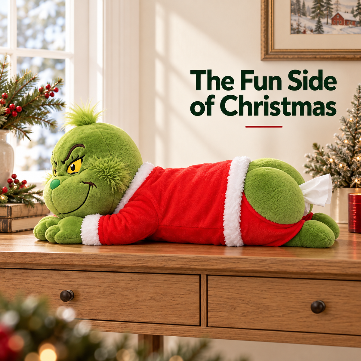 Green Christmas Plush Tissue Box Cover - product image 3