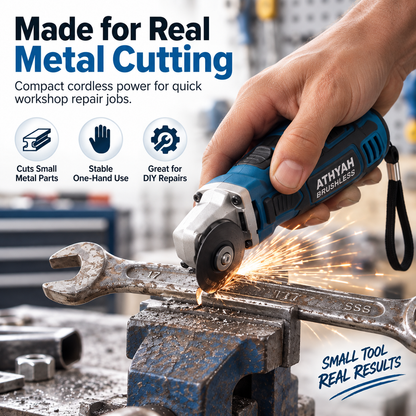 🔧 Mini Cordless Metal Cutting Tool – Compact Brushless Angle Grinder for DIY Repairs