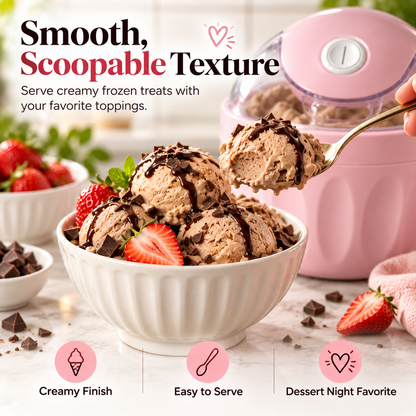 🍦 Mini Homemade Ice Cream Maker – Compact One-Touch Frozen Dessert Machine