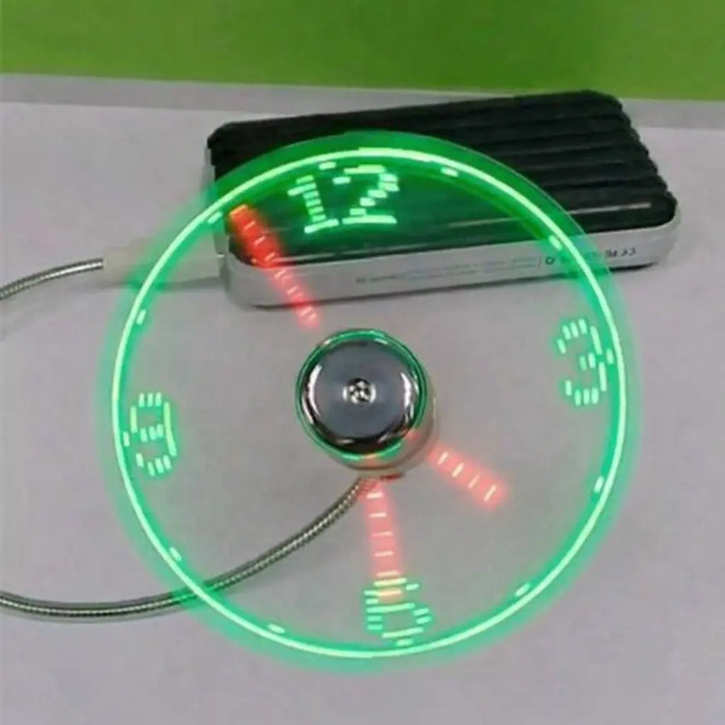 LED Time & Temperature USB Fan | 2-in-1 Portable Silent Desk Cooling Fan