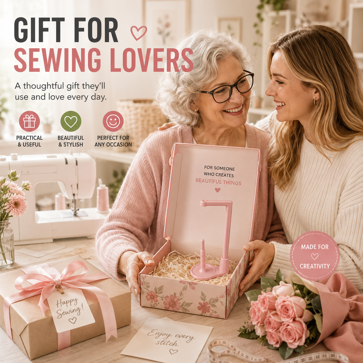 🧵Universal Sewing Machine Thread Holder – Stable Spool Stand for Quilting & Crafting