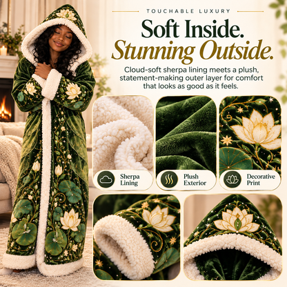 🐸👑✨ Enchanted Princess Heated Hooded Blanket 💚🌸 Ultra-Soft Sherpa Lined Wearable Blanket 🔥❄️ Full-Body Cozy Warmth for Cold Nights 🎁