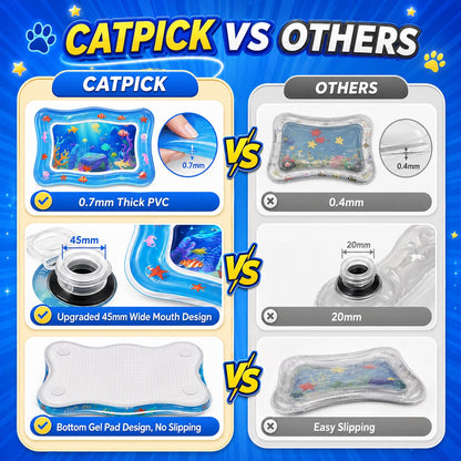 🎁HOT DEAL – Up to 49% OFF🔥 Cat Water Mat - Interactive Cat Toys Upgraded Thickened 0.7mm PVC Cooling & Heating Water Bed with Floating Fish