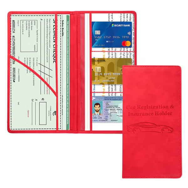🚗 Car Registration & Insurance Document Holder | Premium PU Leather Organizer