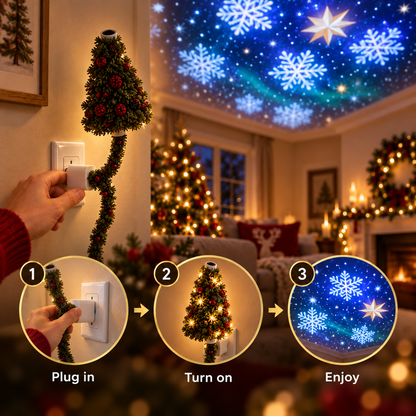 🎄 Plug-In Christmas Tree Projector Night Light – Festive Ceiling & Wall Holiday Display