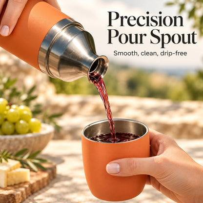 🍷✨All-in-One Insulated Wine Flask & 2 Magnetic Tumblers – 750ml Portable Set