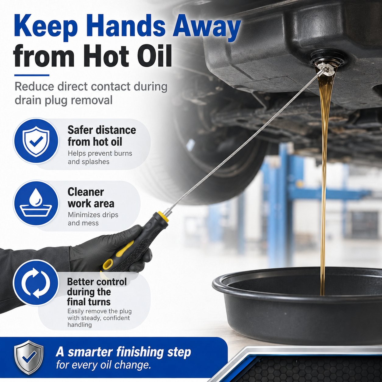 Magnetic Oil Drain Plug Remover with 14-Inch Flexible Shaft