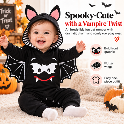 🦇 Baby Halloween Bat Wing Romper – Hooded One-Piece Costume, 5 Spooky-Cute Styles