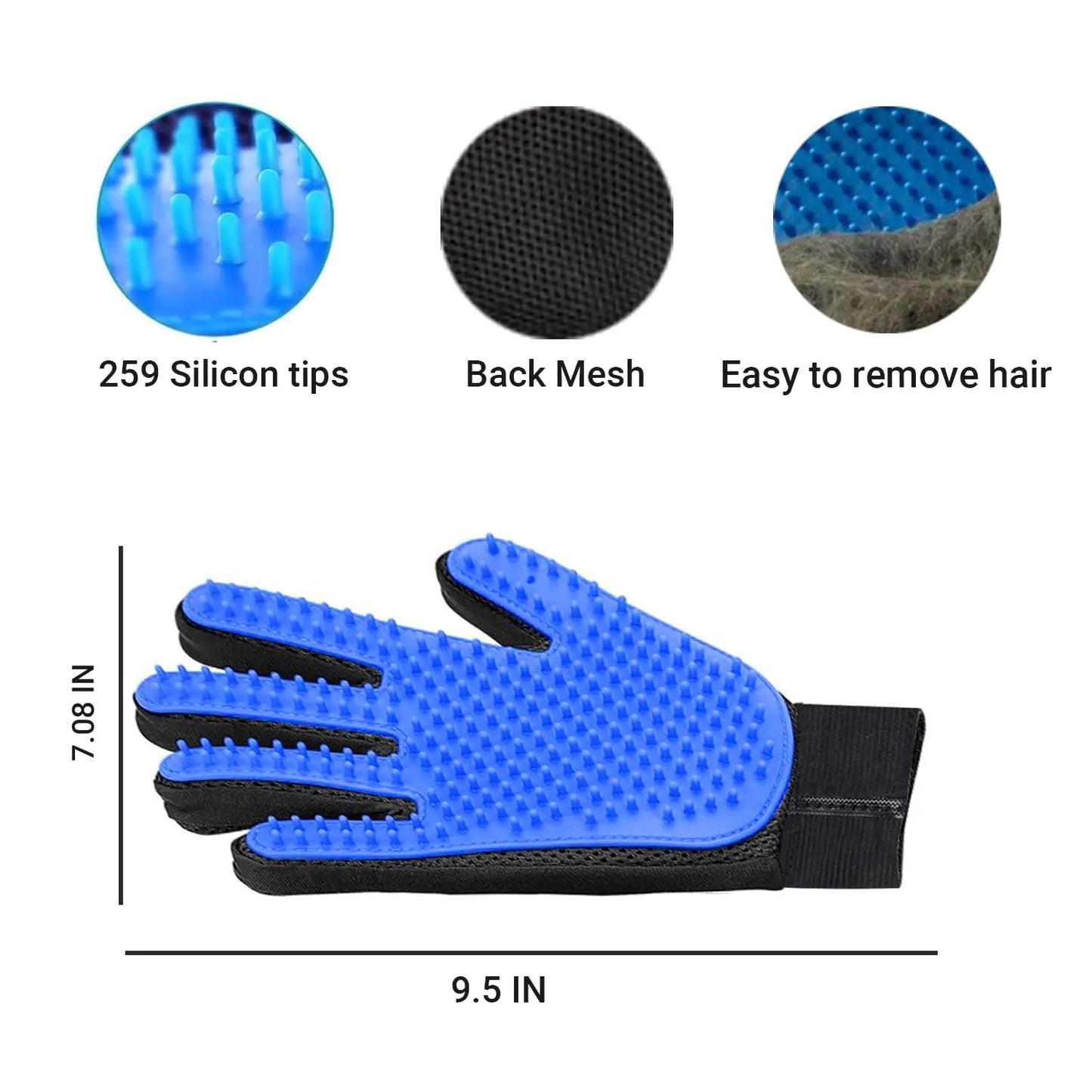 255-Tip Pet Grooming Gloves – Deshedding & Bath Mitts