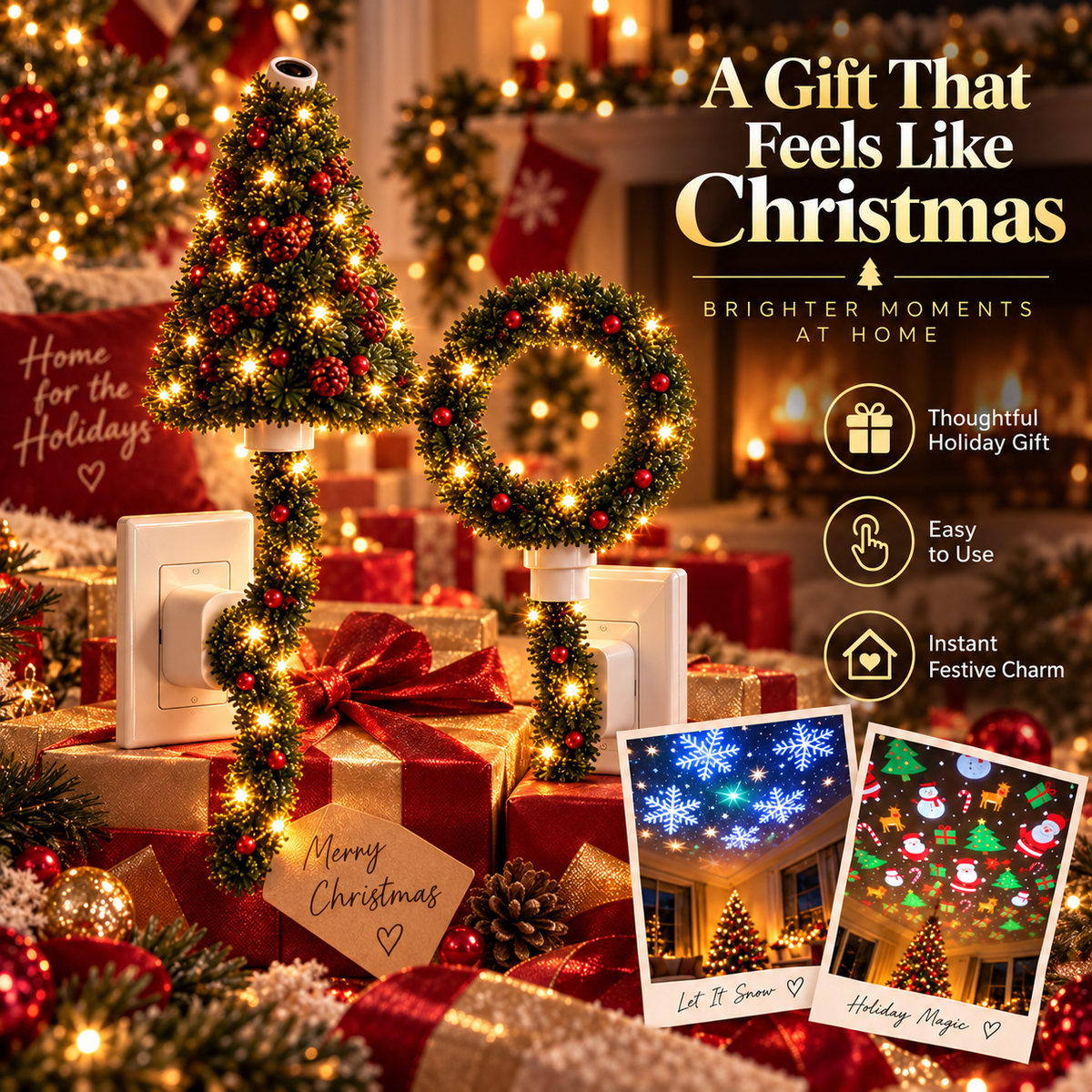 🎄 Plug-In Christmas Tree Projector Night Light – Festive Ceiling & Wall Holiday Display