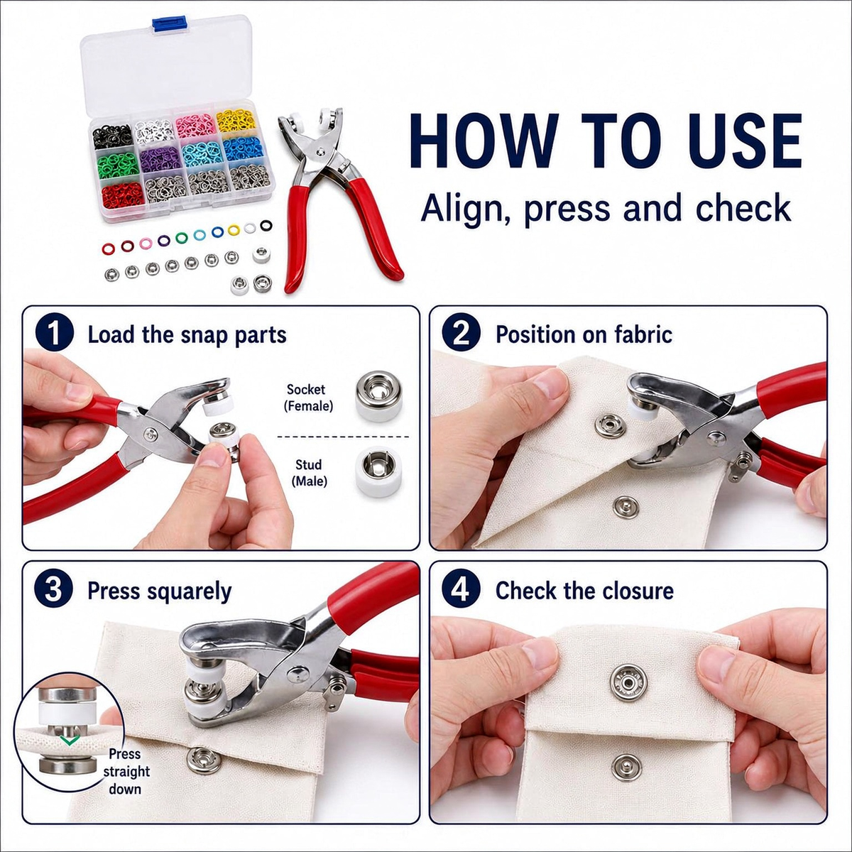 🧵✨ No-Sew Snap Button Kit with Hand Press Pliers 🌈🔧 — Product image 4