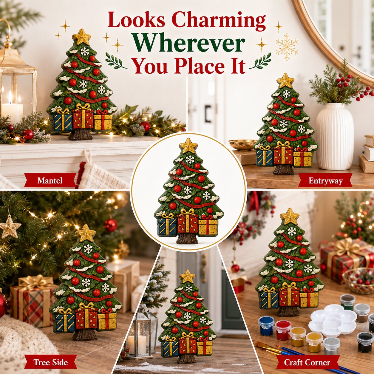 🎄 DIY Christmas Mold & Paint Craft Kit | Reusable 3D Mold with 8 Acrylic Paints, 2 Brushes & Festive Detail Guide 🎨✨