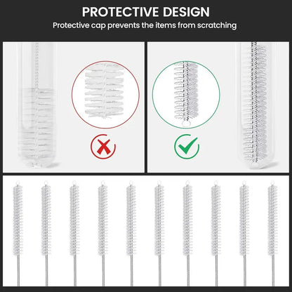 10 Pieces Stainless Steel Straw Cleaner Brush Set (10 & 12 Inch) - Extra Long for Tumbler, Water Bottle, Tubes, Sippy Cup