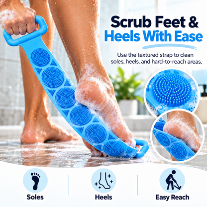 🚿Long-Reach Exfoliating Body Scrubber Strap with Dual Handles