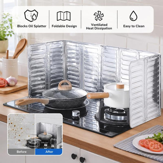 🍳Foldable Stove Splatter Guard – Multi-Panel Grease & Oil Shield