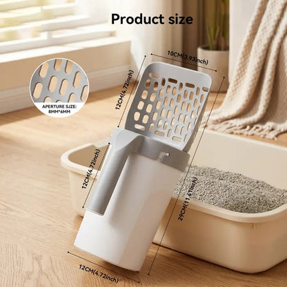 Cat Litter Scooper with Holder, Upgraded Cat Litter Shovel with Bags, 2-in-1 Detachable Sifter and Trash Box System with Refilled Bags, One-Handed Operation Kitty Poop Scooper, Ideal for Cats, Kittens