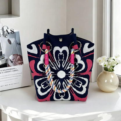 👜Boho Woven Polyester Bucket Bag