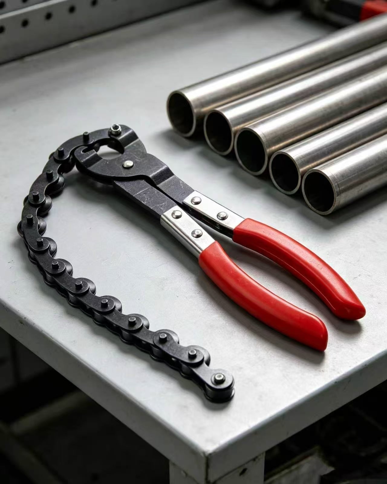 🔧 Exhaust Chain Cutter – 3/4" to 3-1/4" Pipe, Compact, One-Handed