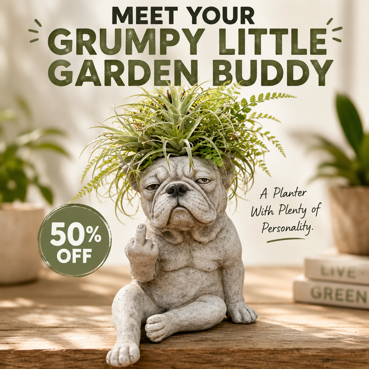 Grumpy Dog Planter for Succulents