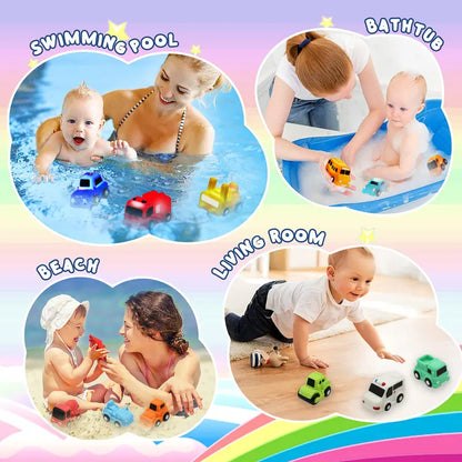 6-Pack Light-Up Bath Vehicles – Flashing Cars & Trucks for Toddler Tub Fun