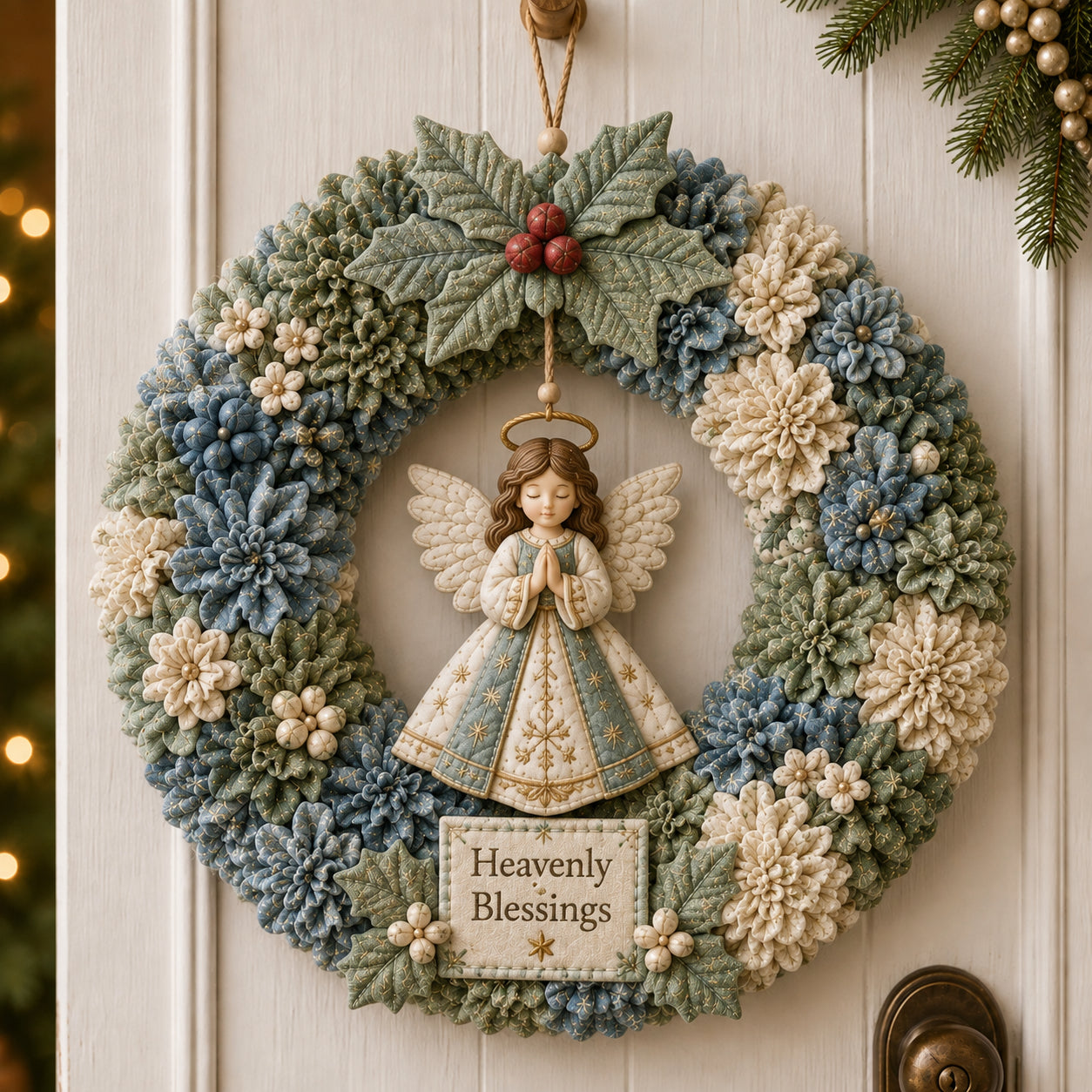 🧵🎄DIY Christmas Fabric Poke-Art Wreath Kit – Handmade Holiday Door Décor