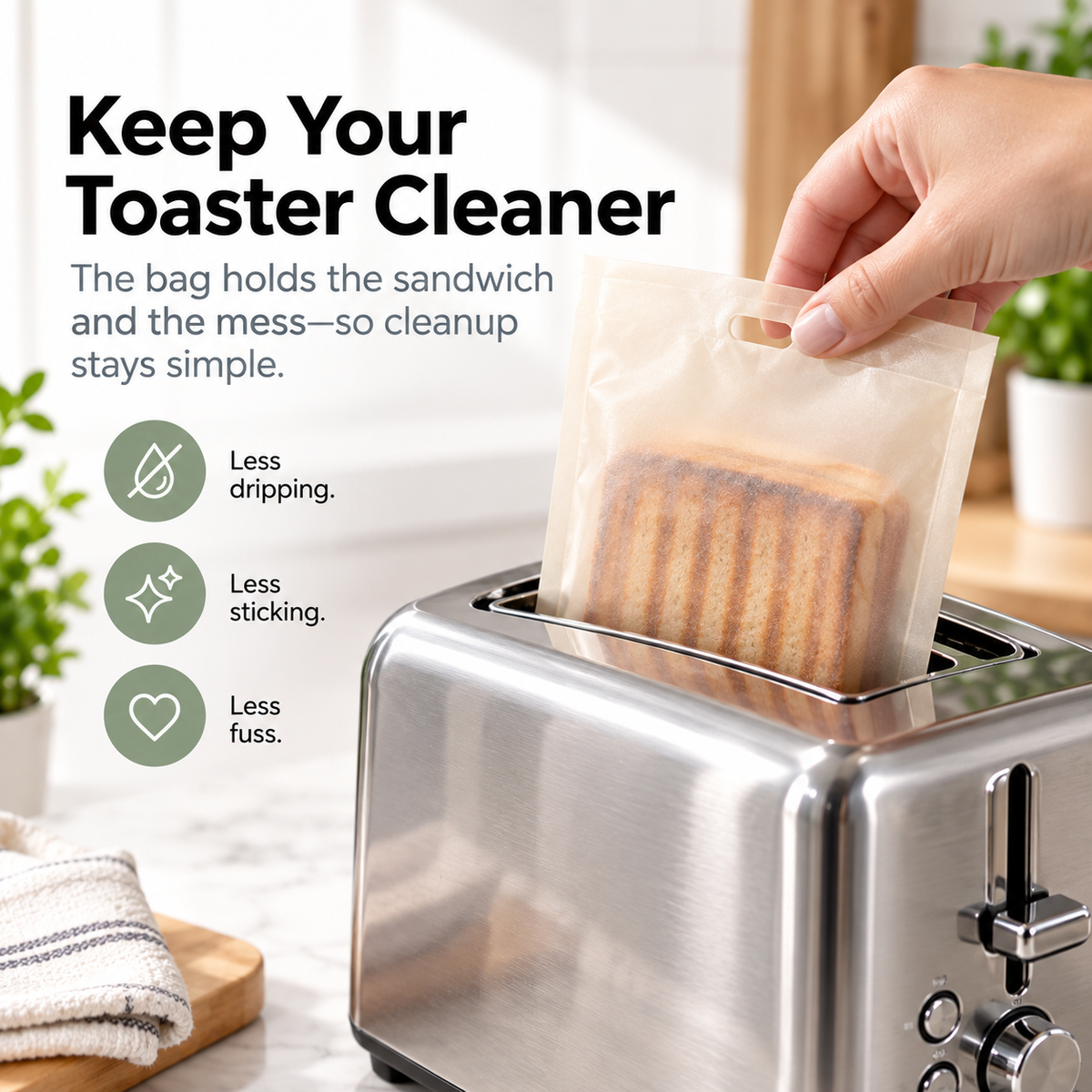 🥪15-Pack Reusable Toaster Bags – Easy-Cleanup Sandwich & Melt Bags