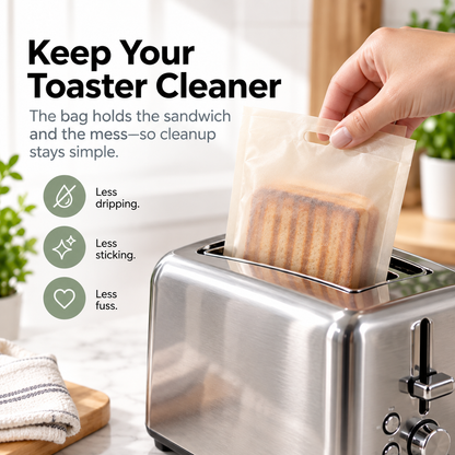 🥪15-Pack Reusable Toaster Bags – Easy-Cleanup Sandwich & Melt Bags