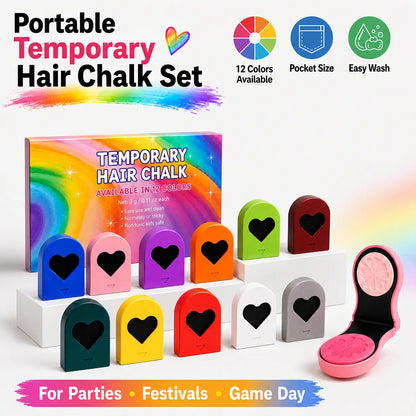 🌈Washable Temporary Hair Chalk Set - Portable, Non-toxic Hair Color Powder for Sports Events, Festivals, Cosplay campingessentials