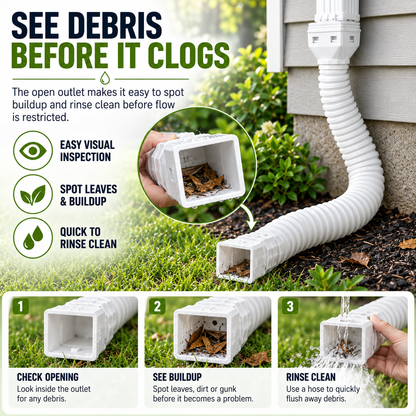 🏡 Flexible Rain Gutter Downspout Extension Kit  – Adjustable 22'-63' Drain Pipe with Leaf Filter for Foundation Protection