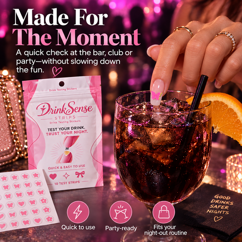 💗 Discreet Drink Test Nail Stickers – Heart-Shaped GHB Detection Stickers for Women's Night Out Safety ✨