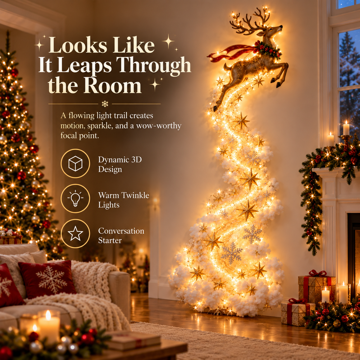 ✨ Christmas Magic Trail Wall Light – Glowing Vertical Holiday Scene in 10 Festive Styles