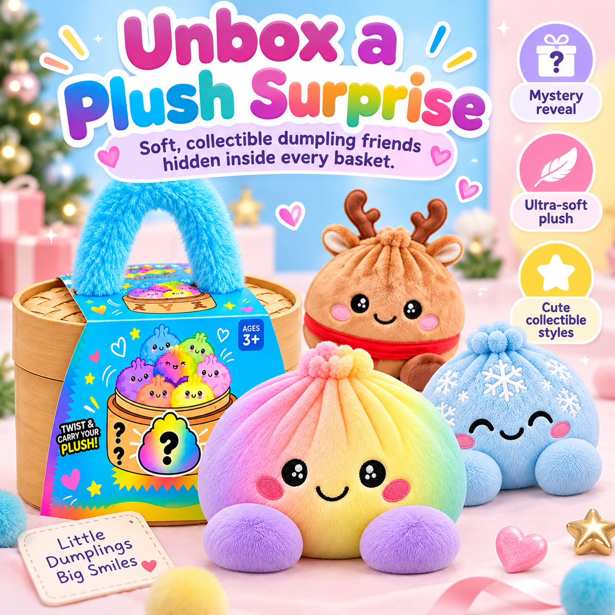 Mystery Dumpling Plush Surprise Basket – 13 Cute Collectible Styles