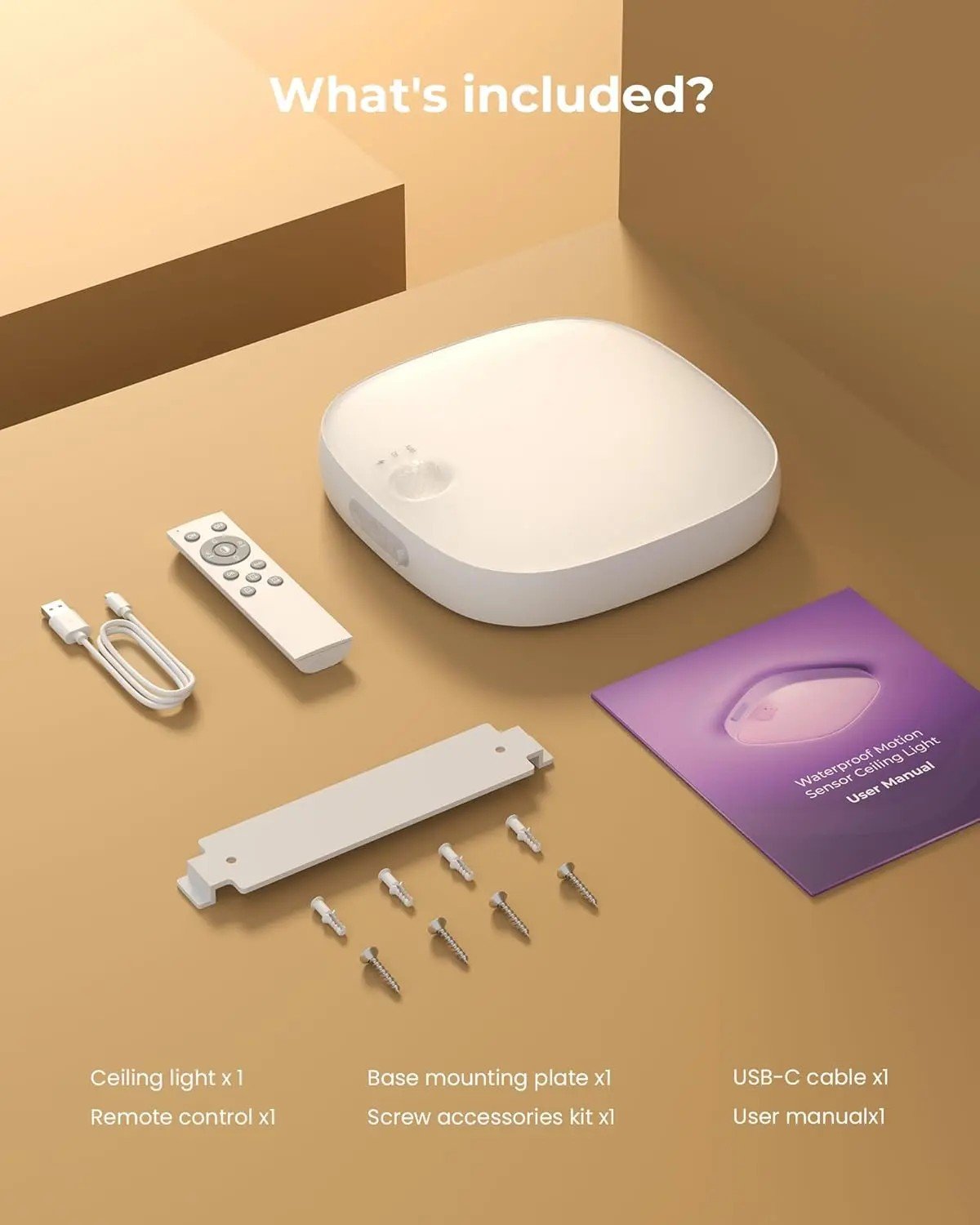 ⚡Hot Sales 49% OFF🔥Shower Lights IP65 Waterproof, Motion Sensor Ceiling Light, Rechargeable Closet Light with 10000mAh Battery