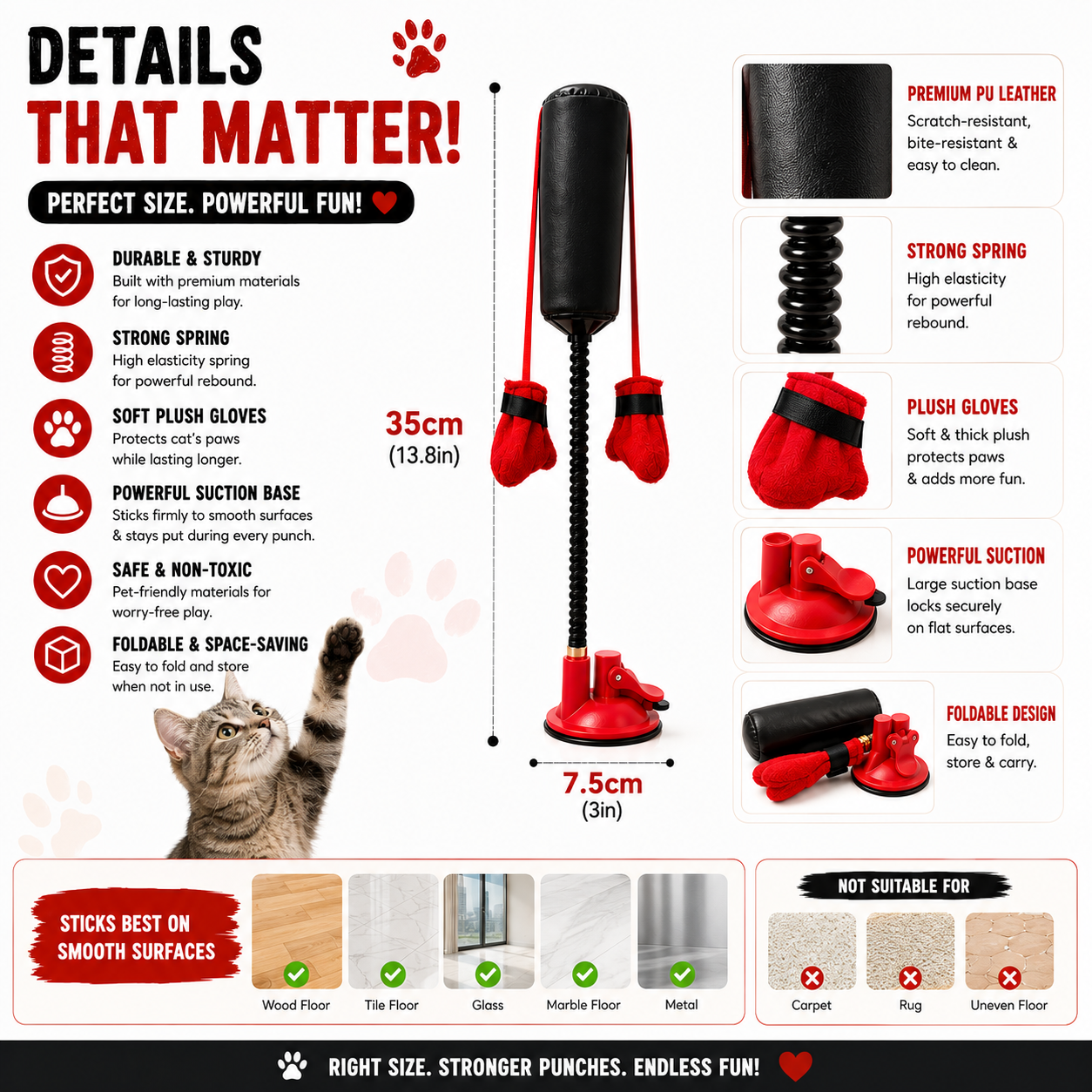 🐱Interactive Cat Punching Bag Toy with Suction Base & Catnip – Indoor Exercise Toy for Cats🥊