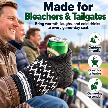 🧤 Cold Drink Warm Hand Knit Can Holder Mitt Set – Winter Tailgate Glove
