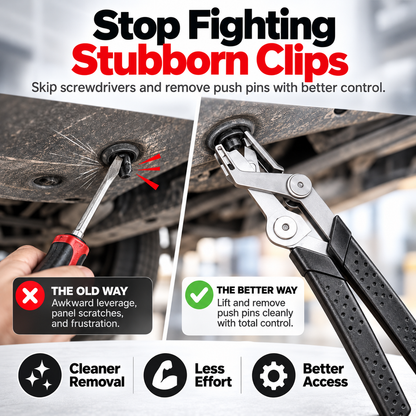 🔥 Professional Push Pin Removal Pliers 🔧🚗 | Heavy-Duty Automotive Trim Clip & Fastener Remover 💪✨ | Easy Grip, Quick Removal 🛠️ | Black & Red