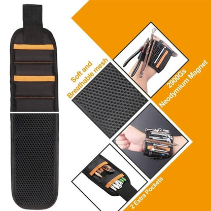 🔥Hot Sale⚡Magnet Wristband Tool Holder with 2 Storage Pockets