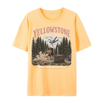 🌲Yellowstone Do Not Pet The Fluffy Cows Vintage Graphic T-Shirt
