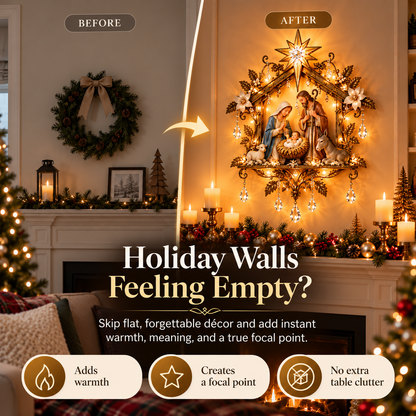 Illuminated Nativity Wall Decor – Lighted Holy Family Christmas Display