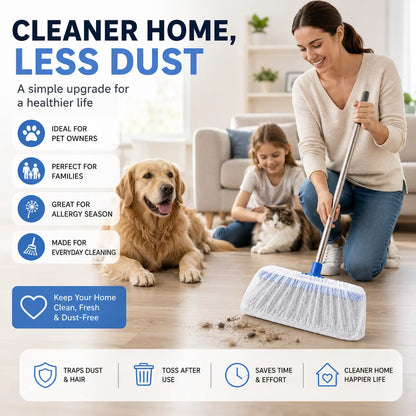 Disposable Broom Dust Covers, Non-Woven Dust Catcher for Standard Brooms