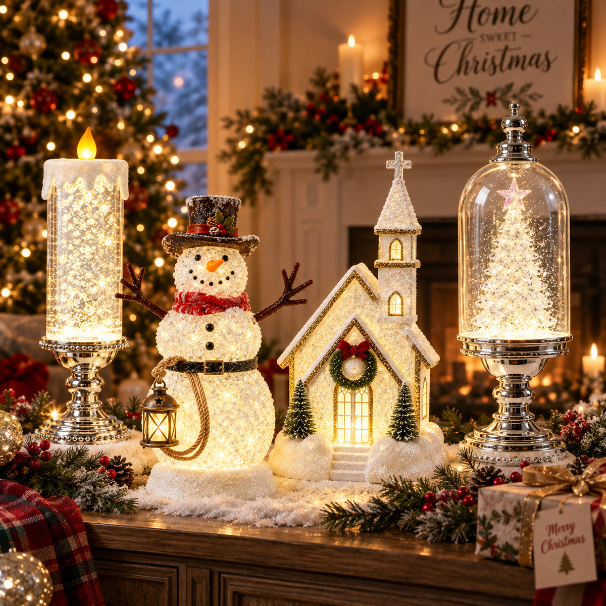 🎄 Enchanted Musical Snowfall Christmas Lantern with Glowing Lights