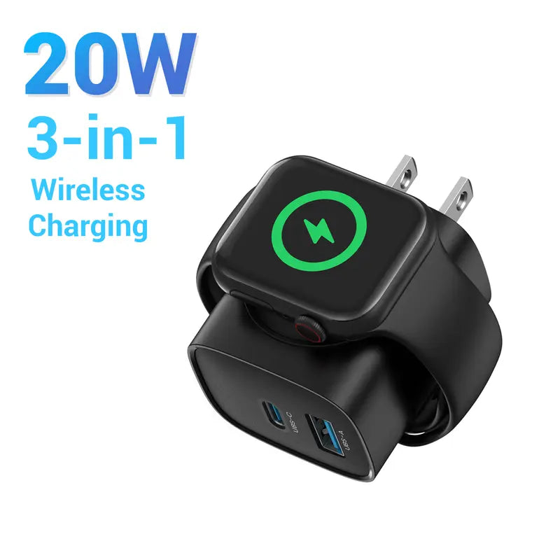 🔋 3-in-1 Magnetic Apple Watch Charger | Fast USB-C Wall Charger.