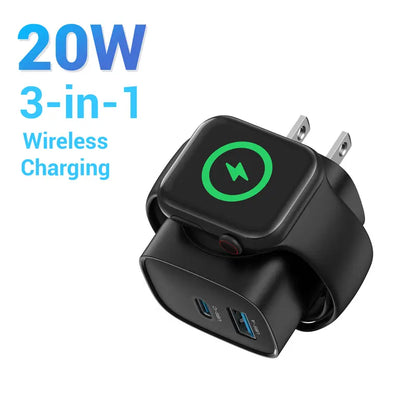 🔋 3-in-1 Magnetic Apple Watch Charger | Fast USB-C Wall Charger.