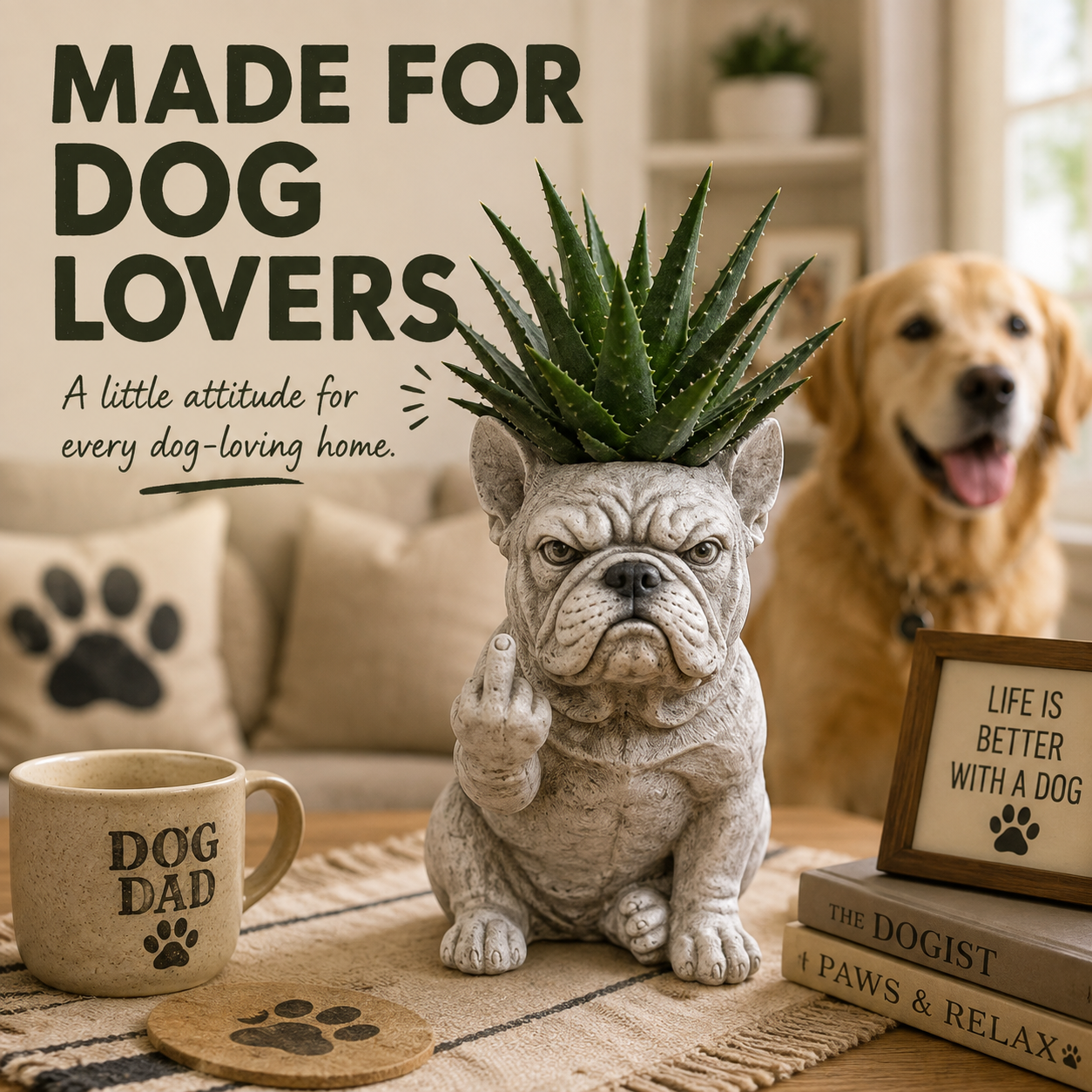🐶Grumpy Dog Planter