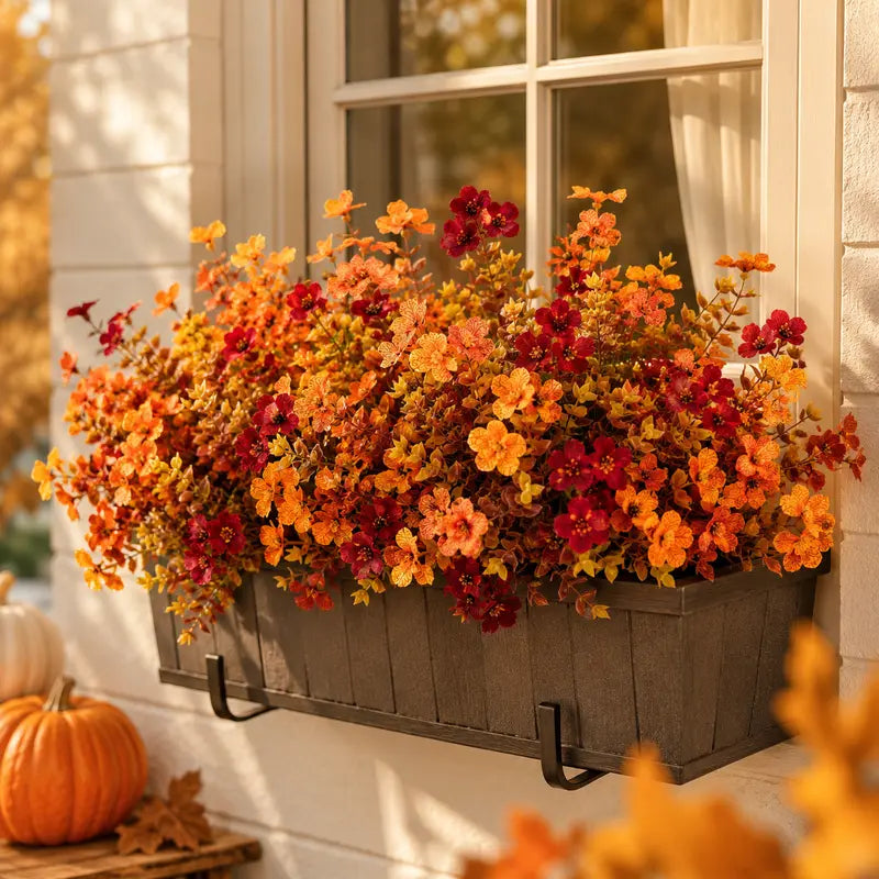 🍂Fall Artificial Flowers – UV-Resistant Colorful Bouquet for Home, Garden, Wedding & Party Decor
