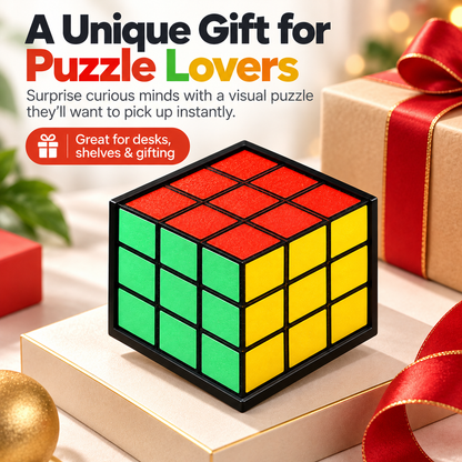 🧩🤯 3D Optical Illusion Flat Cube Puzzle 🎨✨ Mind-Bending Visual Magic Trick Toy 🎁 Fun Brain Teaser & Unique Gift for Puzzle Lovers