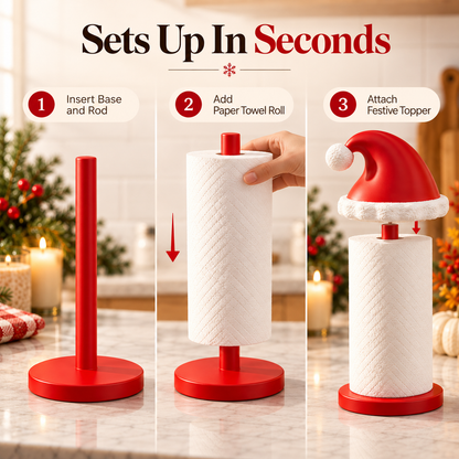 🎅🎃 Festive Holiday Paper Towel Holder 🎄✨ Cute Santa Hat & Pumpkin Design 🏡🍂 Kitchen Countertop Decor 🎁 Perfect Holiday Gift